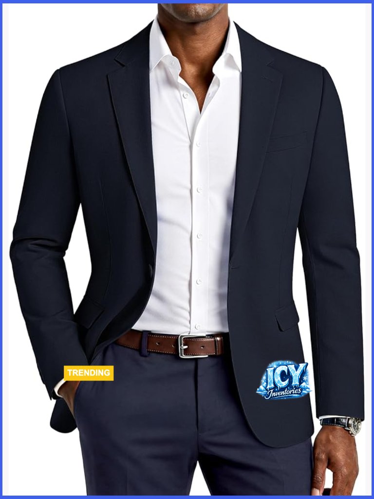 Lightweight Polyester Blend Sport Coat Casual Blazer Breathable One Button